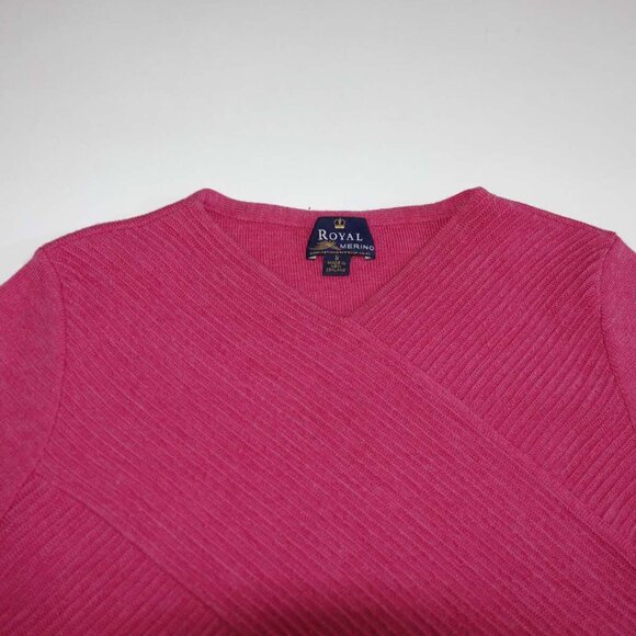 Royal Merino Women's V-Neck Sweater Small Pink Wool Pullover New Zealand S - Picture 2 of 6